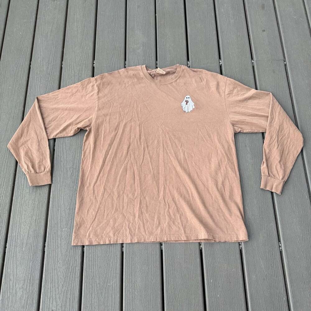 Comfort Colors Stanley Cup Ghost Long Sleeve Size 2XL Brown Shirt